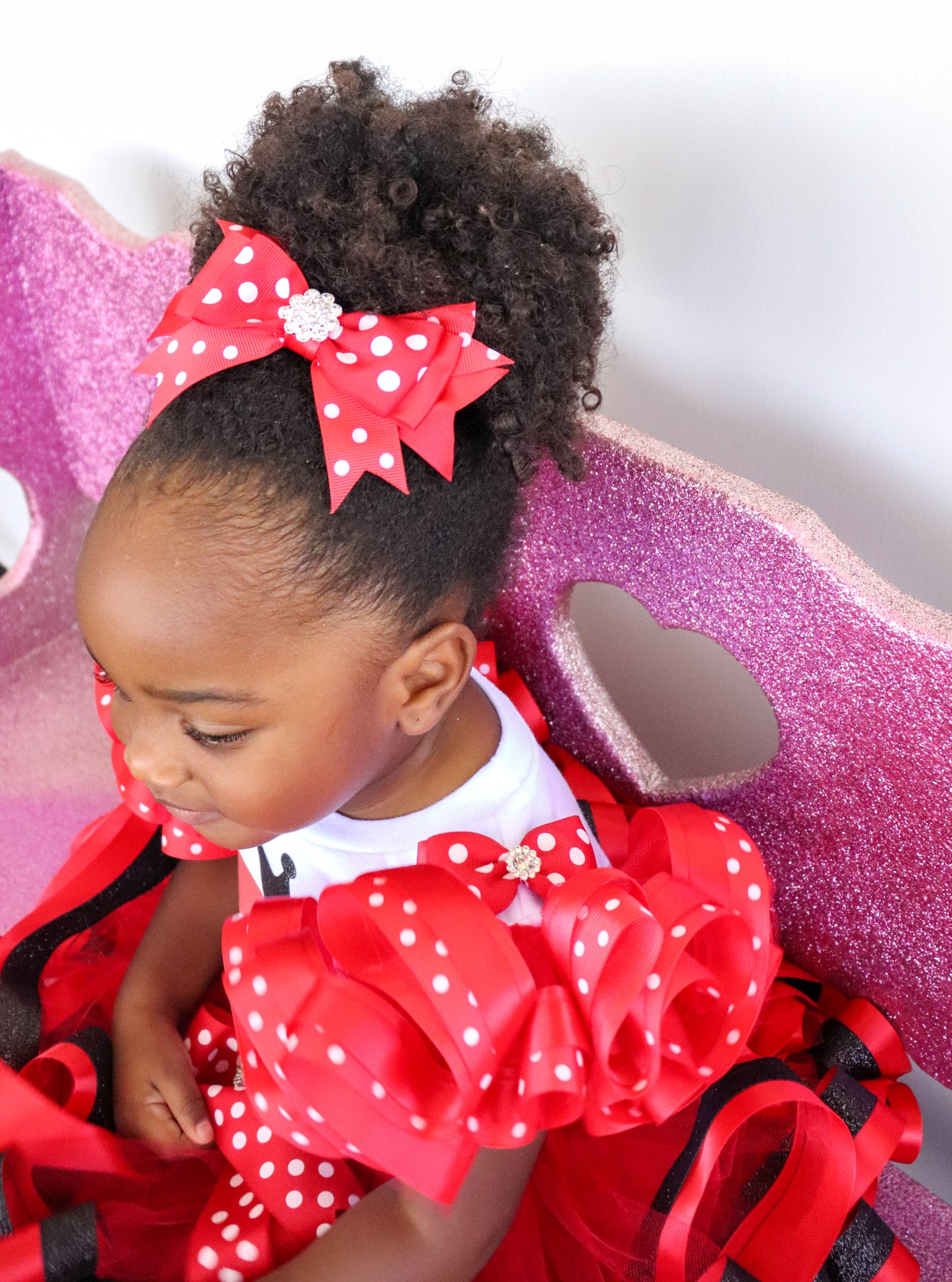 RED POLKA DOT HAIR BOW