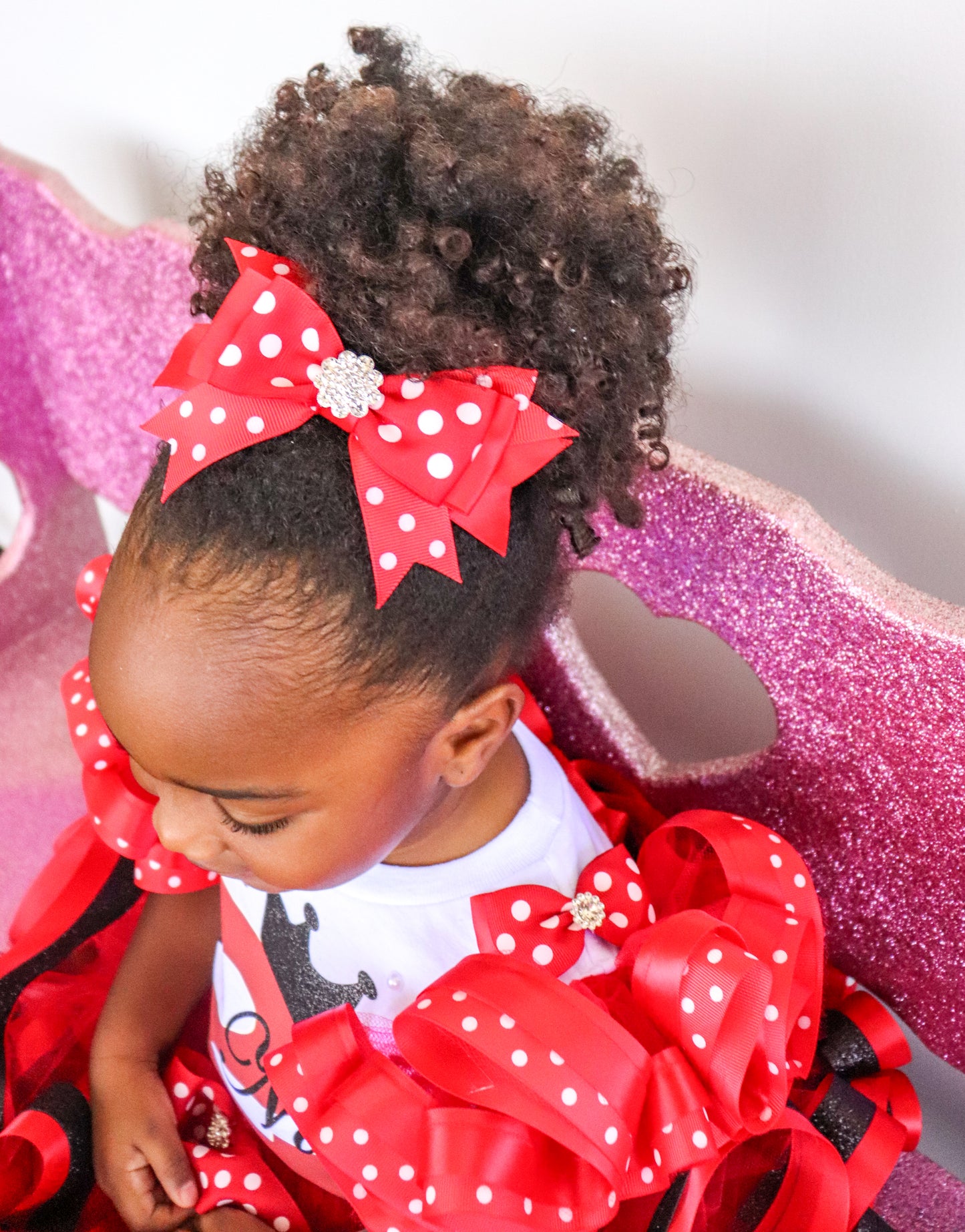 RED POLKA DOT HAIR BOW