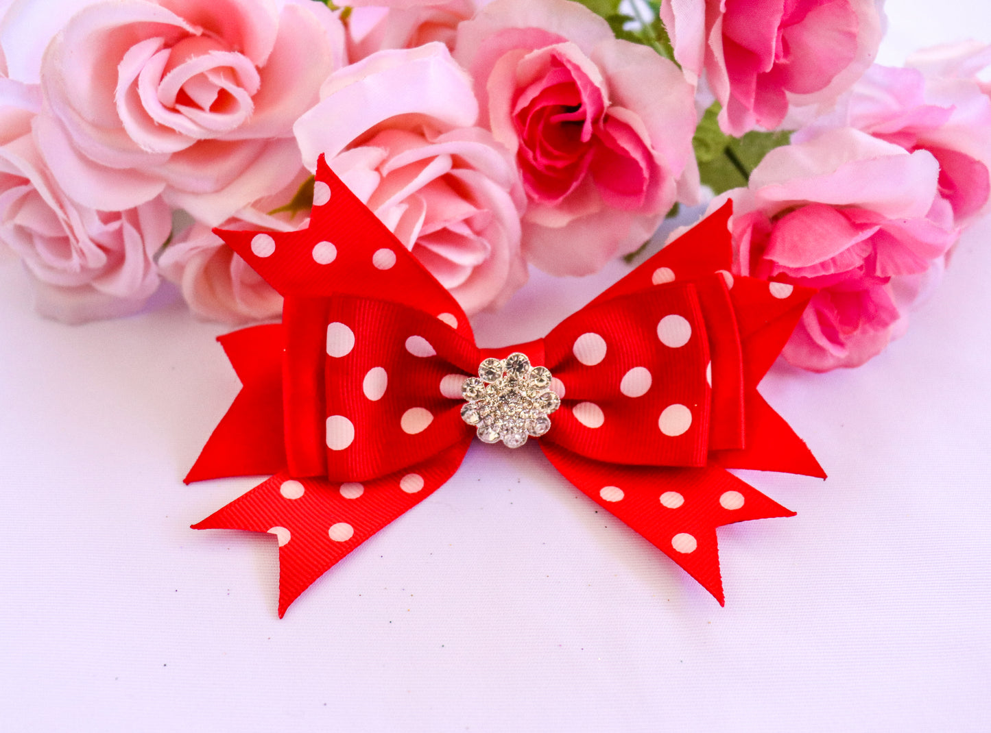 RED POLKA DOT HAIR BOW