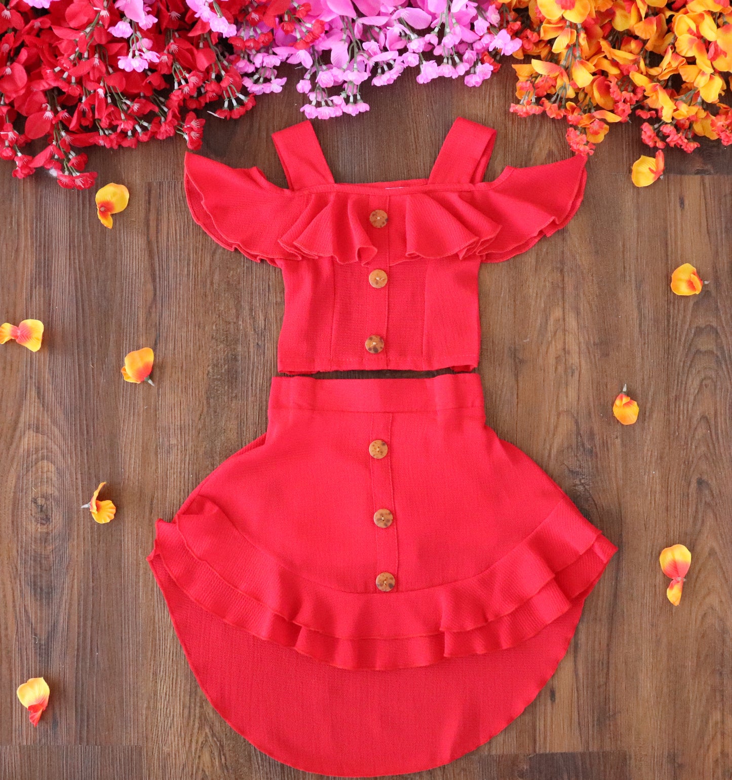 Ruffle Skirt Set - Red