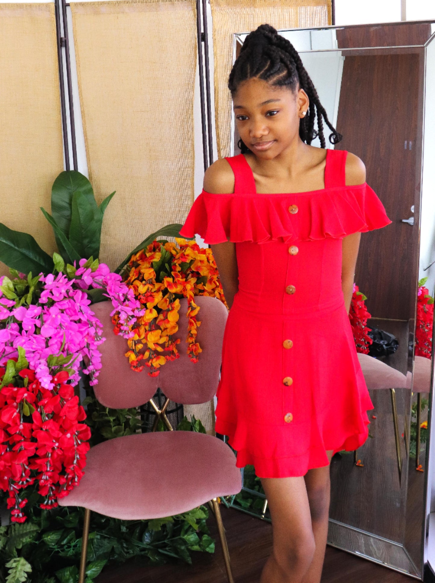 Ruffle Skirt Set - Red