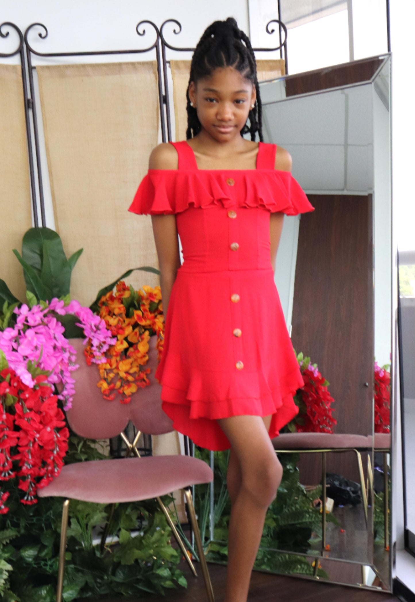 Ruffle Skirt Set - Red