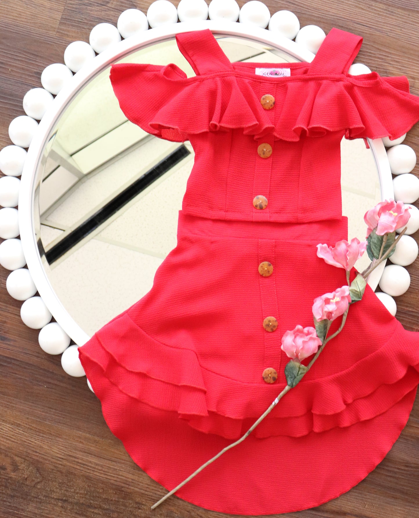 Ruffle Skirt Set - Red