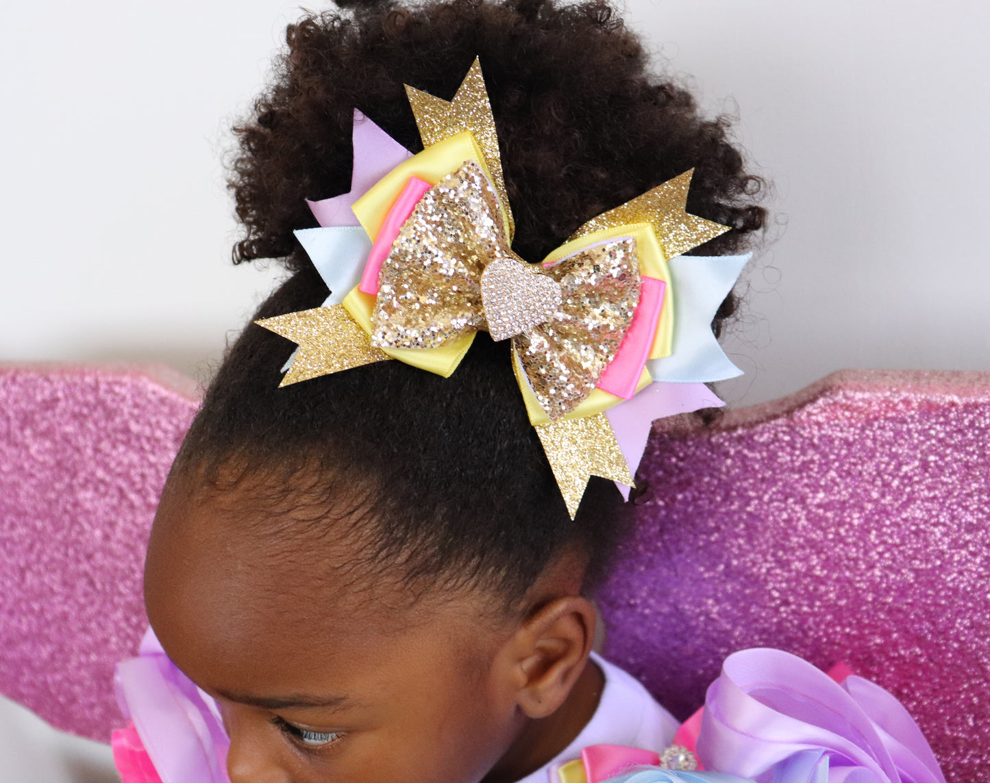 RAINBOW PRINCESS HAIR BOW