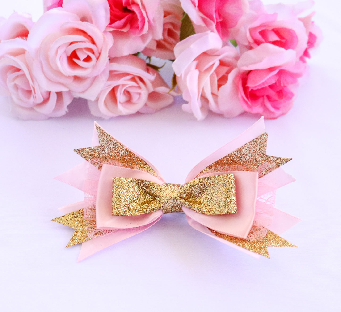 Unicorn Pink Floral Hair Bow