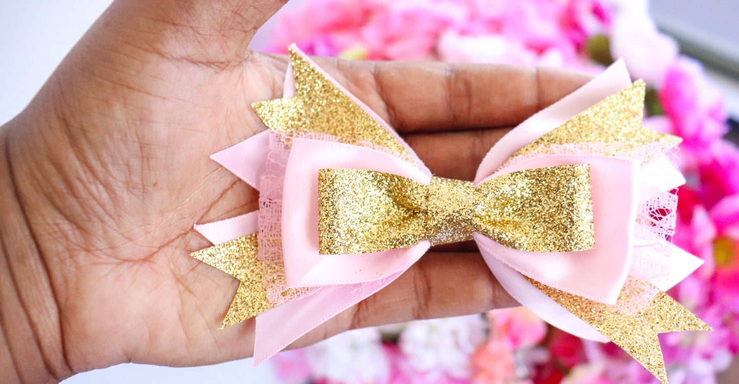 Unicorn Pink Floral Hair Bow