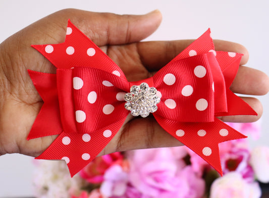 RED POLKA DOT HAIR BOW