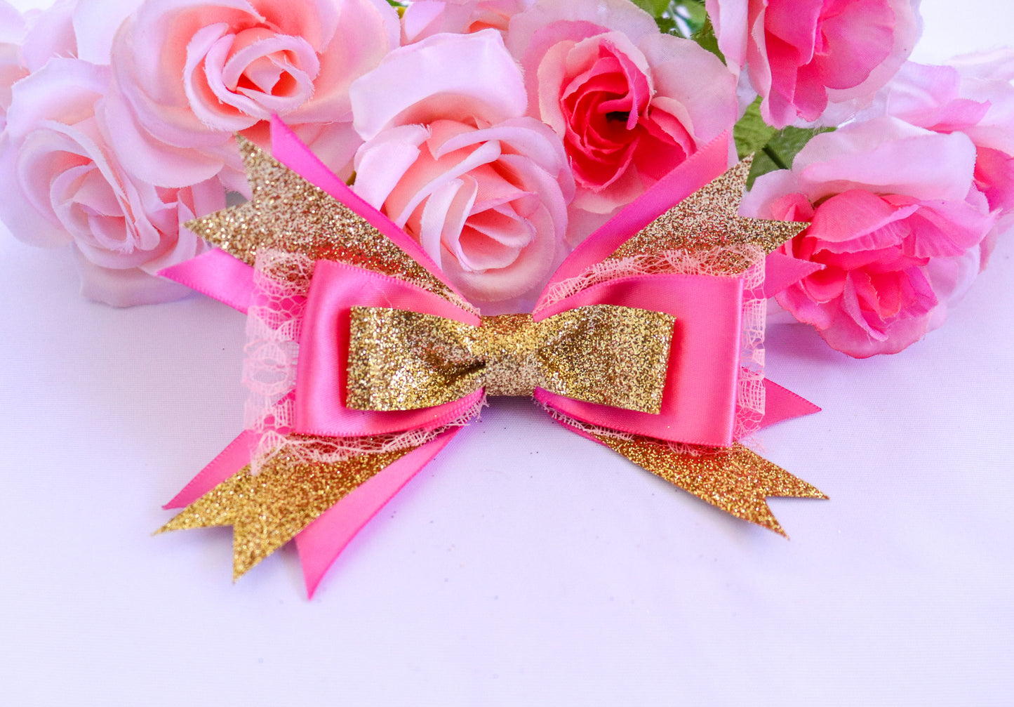 Princess Hair Bow - Pink Lace