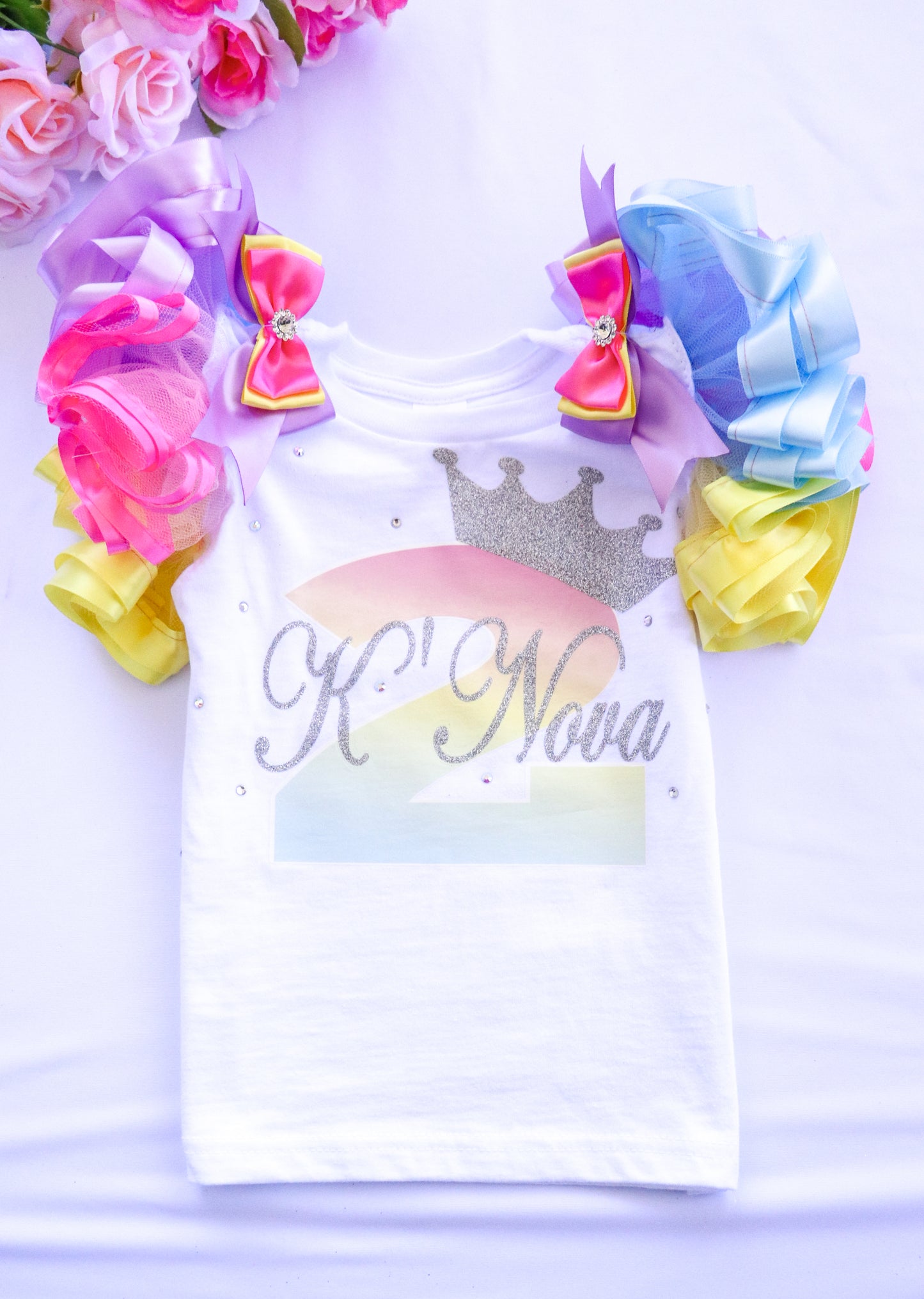 PRINCESS CROWN SHIRT - RAINBOW SILVER