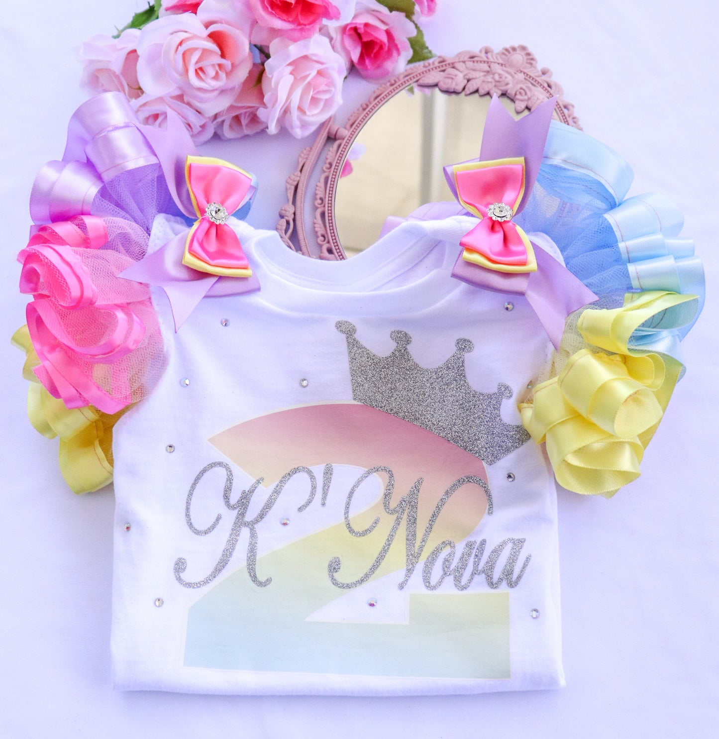 PRINCESS CROWN SHIRT - RAINBOW SILVER