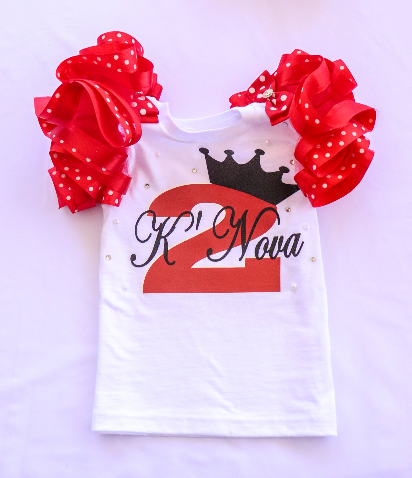 PRINCESS CROWN SHIRT - RED POLKA DOT