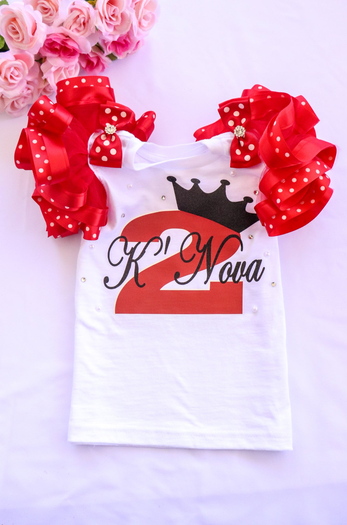 PRINCESS CROWN SHIRT - RED POLKA DOT