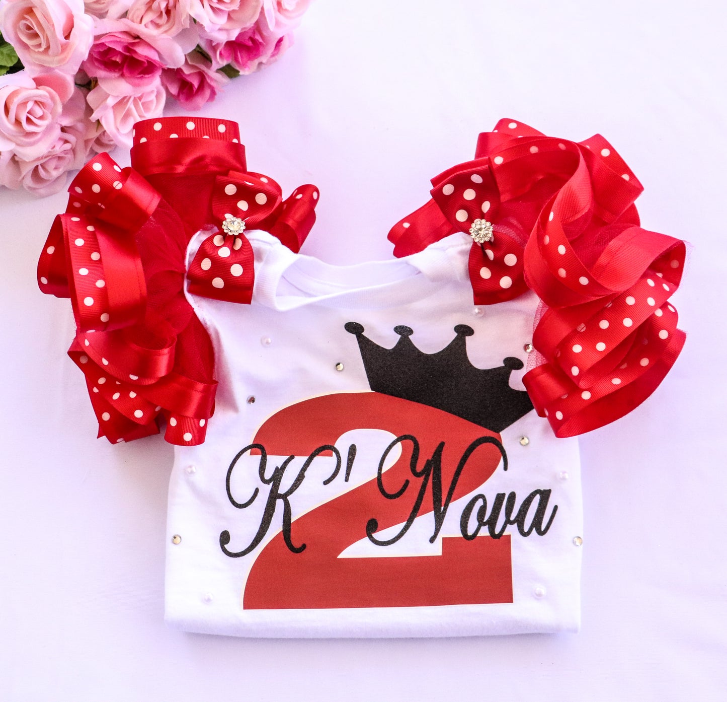 PRINCESS CROWN SHIRT - RED POLKA DOT