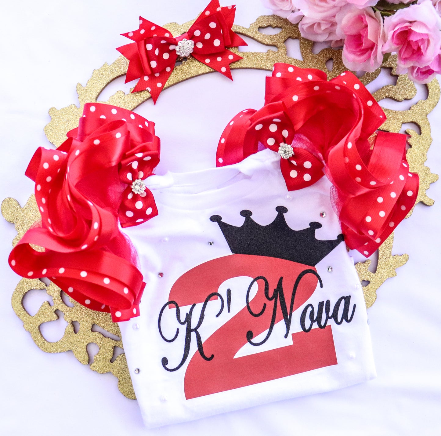 PRINCESS CROWN SHIRT - RED POLKA DOT