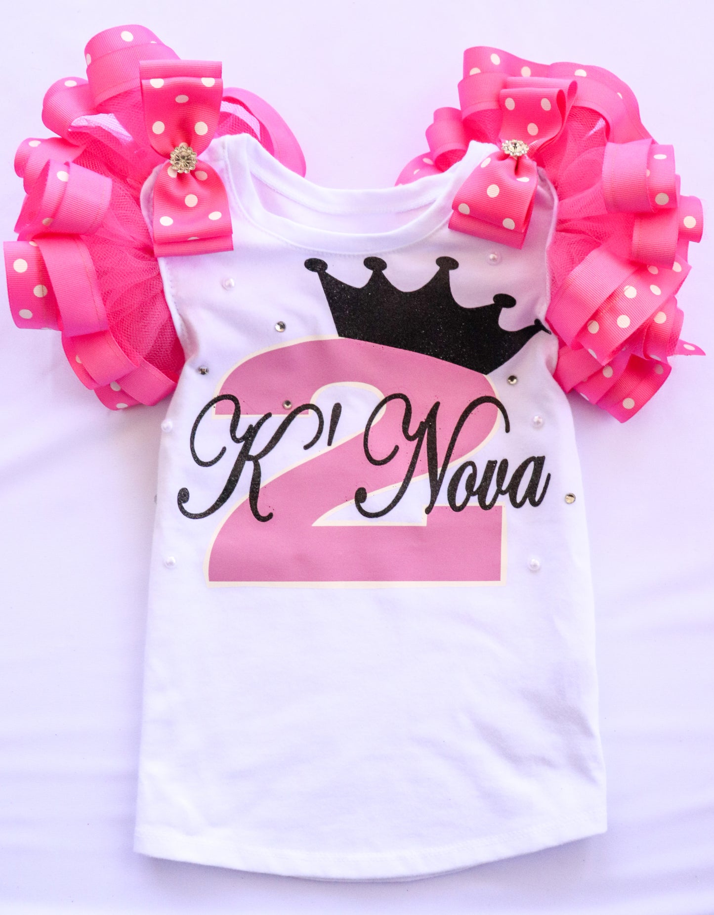 PRINCESS CROWN SHIRT - PINK POLKA DOT