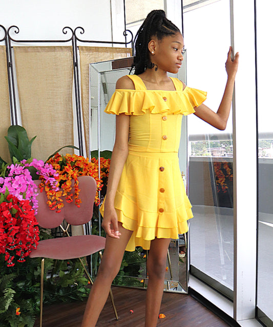 Ruffle Skirt Set - Yellow