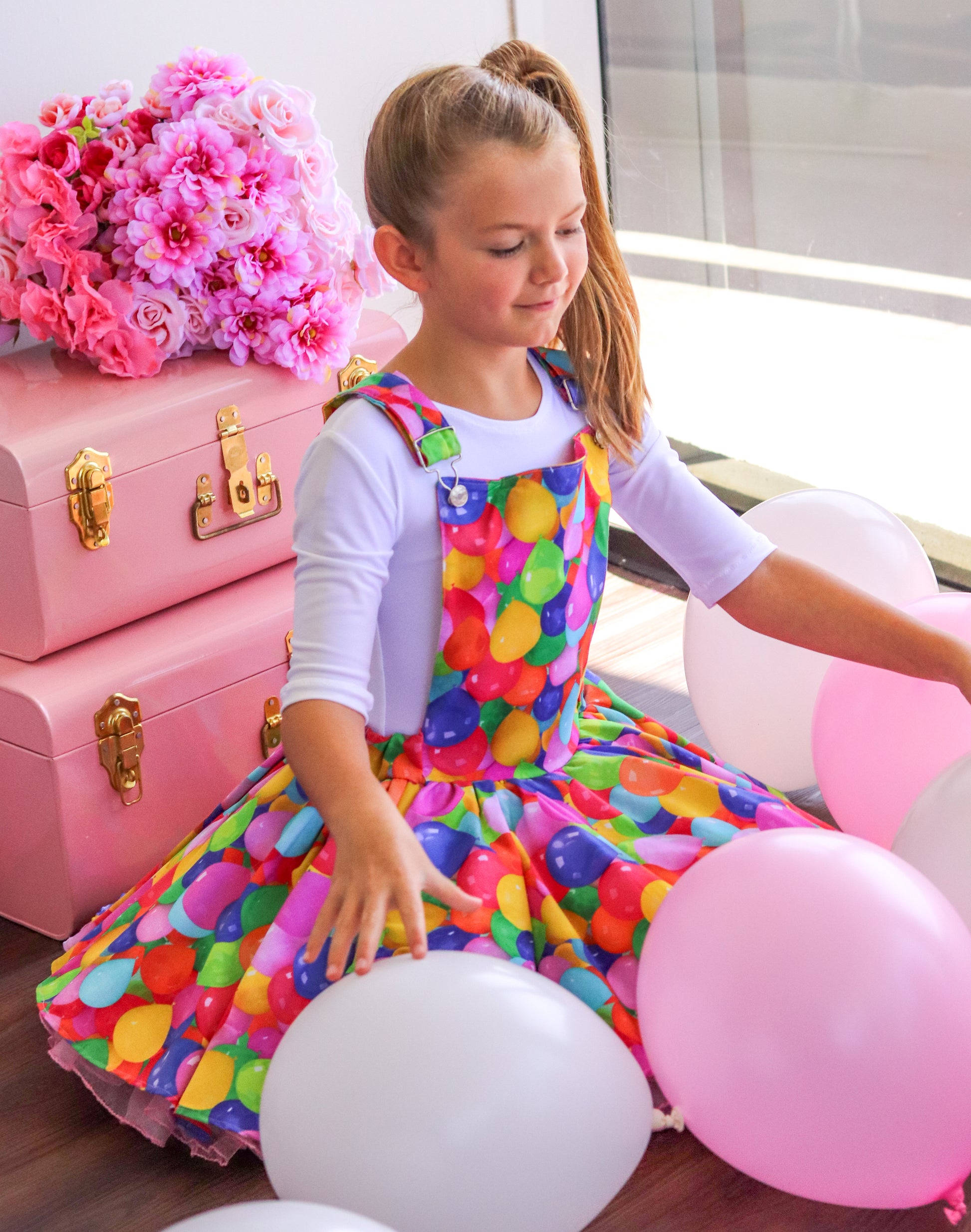 Layla Buckle Dress - Balloon Print Pinkerflies Layla Buckle Dress - Balloon Print Pinkerflies