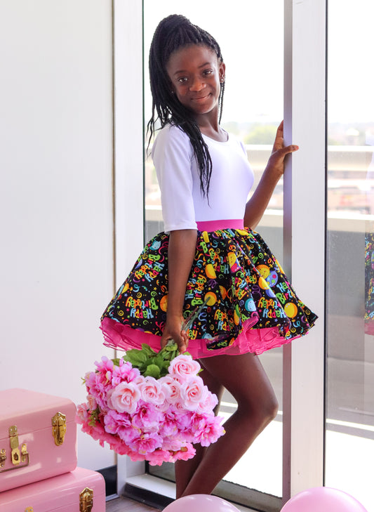 AMBER SKIRT - Happy Birthday print