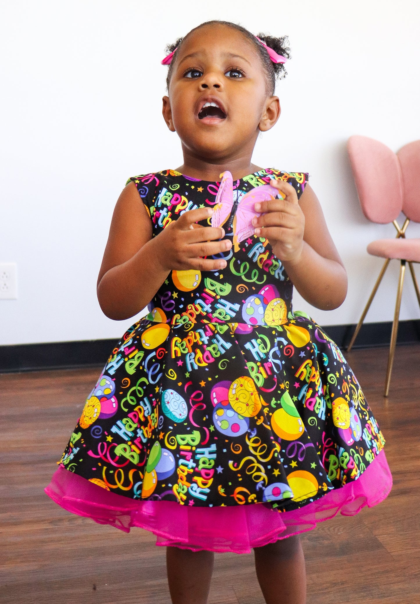 Layla Dress - Happy Birthday Print