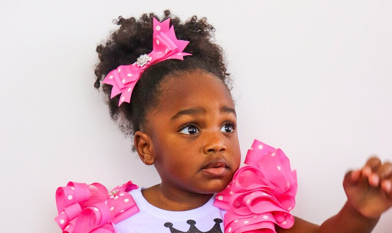 PINK POLKA DOT HAIR BOW