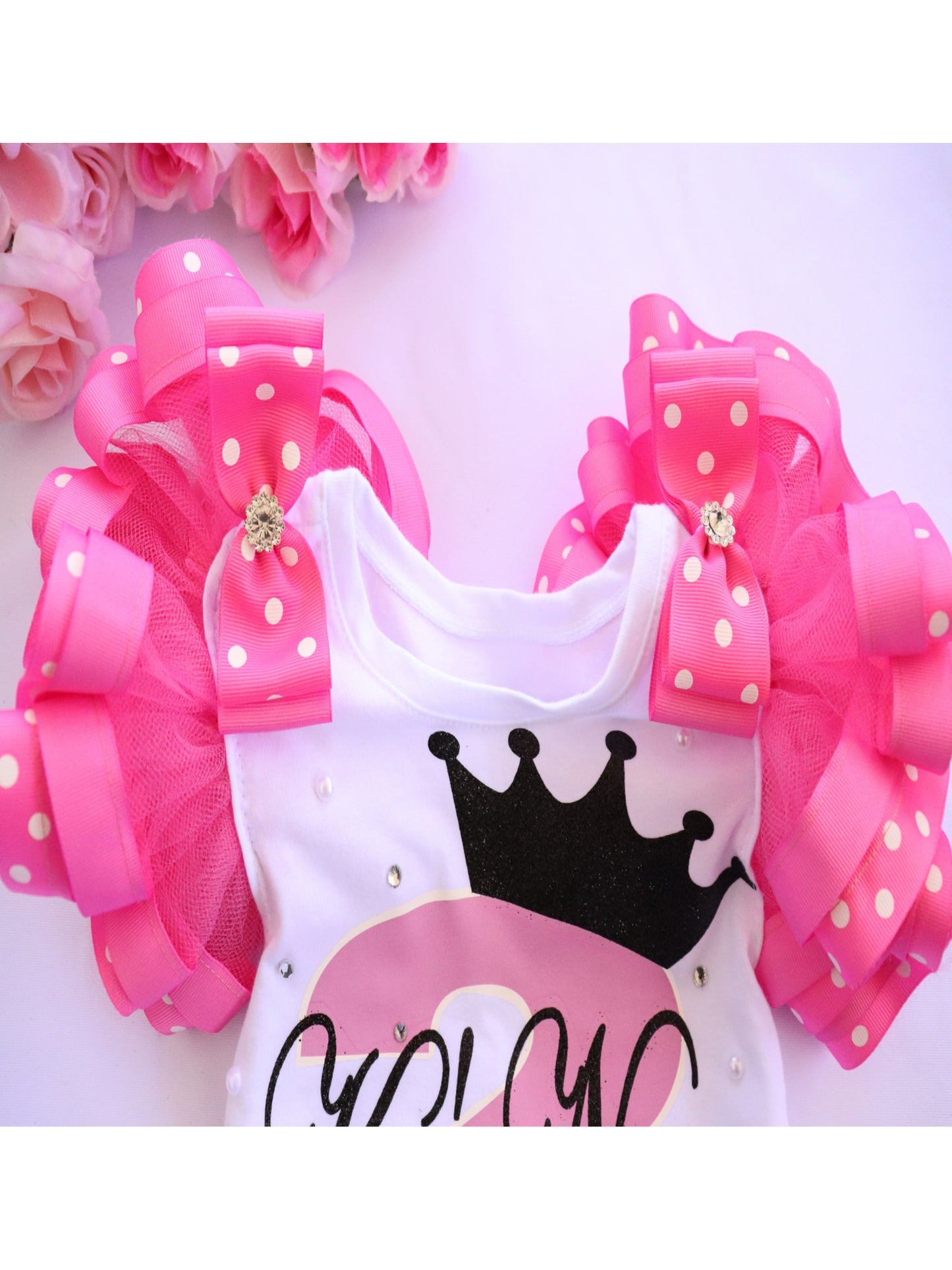 PRINCESS CROWN SHIRT - PINK POLKA DOT