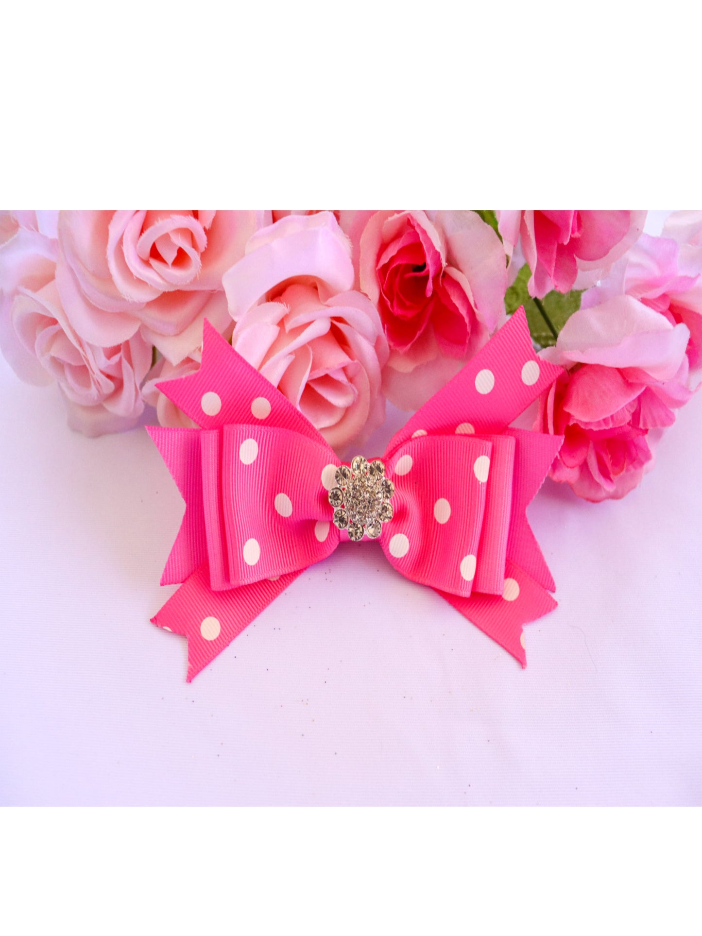 PINK POLKA DOT HAIR BOW