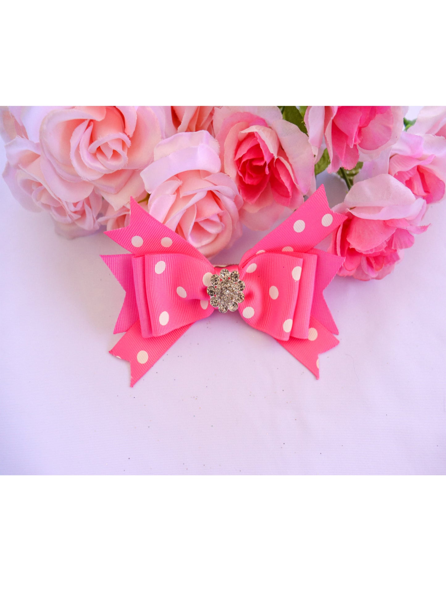 PINK POLKA DOT HAIR BOW